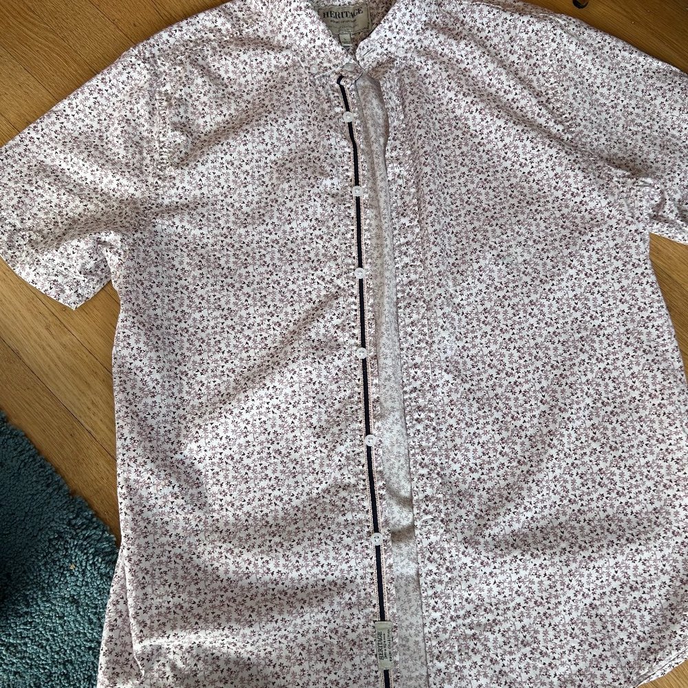 Heritage Report Collection Men's Print Slim Fit, Short Sleeve, Shirt, size Large